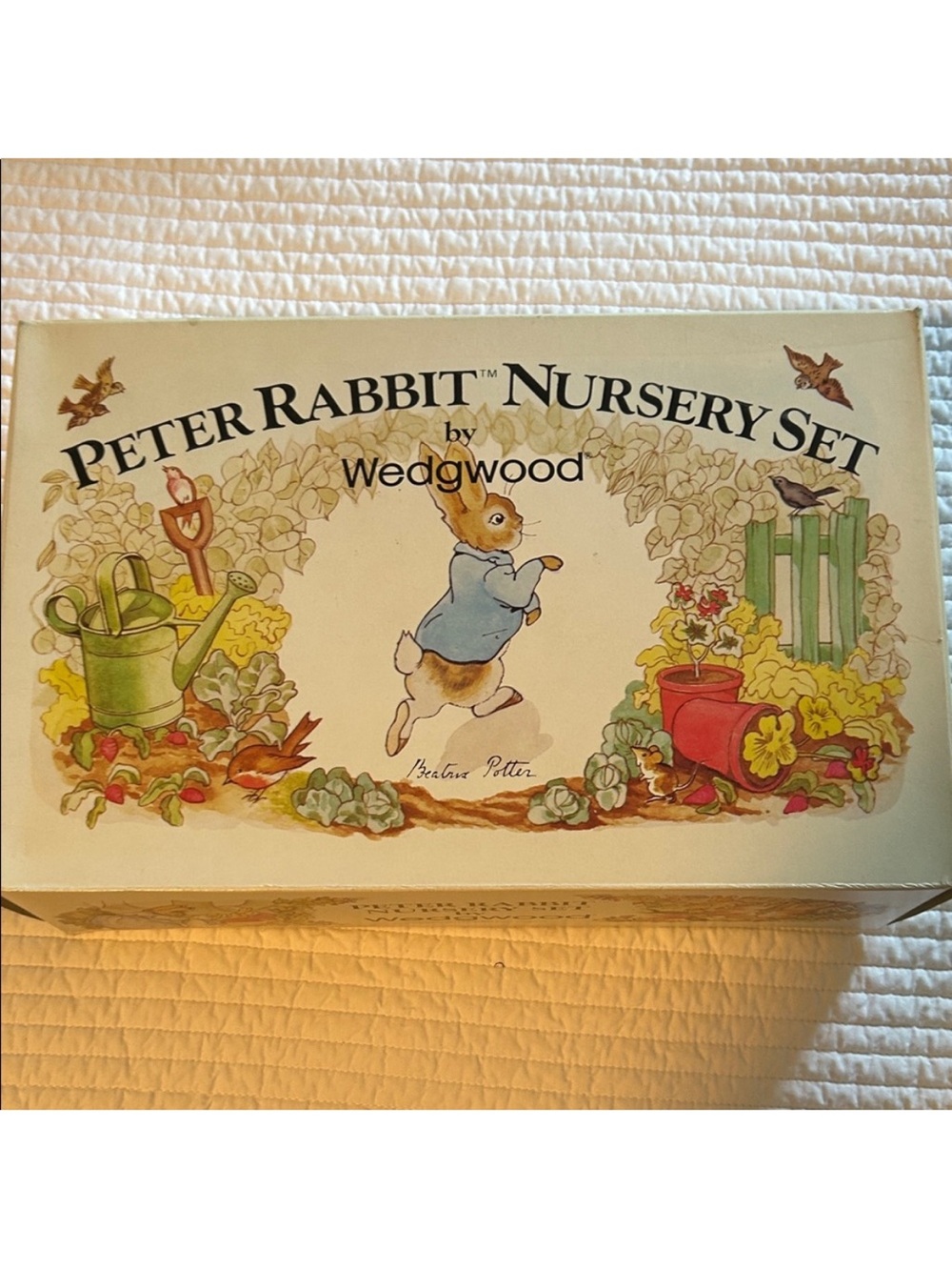 Wedgwood Peter Rabbit Nursery Set Box with Cream, Blue, Green, Red Accents